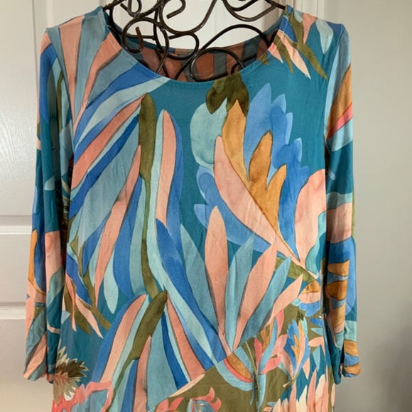 Soft Surroundings Palm Leaf Watercolor Boho Tunic Size Large - Picture 2 of 9
